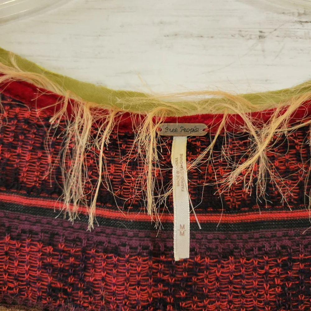 Free People World Traveler Alpaca Blend Embroidered Boho Pullover Sweater Knit M